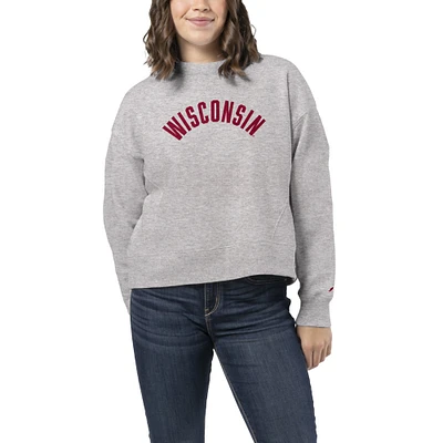 Women's League Collegiate Wear Heather Gray Wisconsin Badgers 1636 Boxy Sweatshirt
