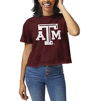 Women's League Collegiate Wear Maroon Texas A&M Aggies Clothesline Crop T-Shirt