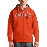 Men's Antigua Orange Baltimore Orioles Team Logo Victory Full-Zip Hoodie