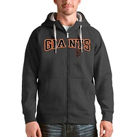 Men's Antigua Charcoal San Francisco Giants Team Logo Victory Full-Zip Hoodie