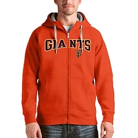 Men's Antigua Orange San Francisco Giants Team Logo Victory Full-Zip Hoodie