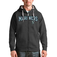 Men's Antigua Charcoal Seattle Mariners Team Logo Victory Full-Zip Hoodie
