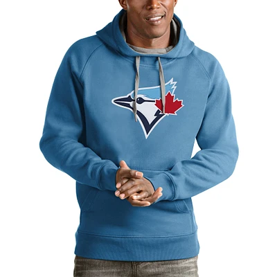 Men's Antigua Light Blue Toronto Jays Victory Pullover Team Logo Hoodie
