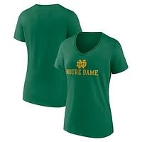 Women's Green Notre Dame Fighting Irish Lockup Team V-Neck T-Shirt
