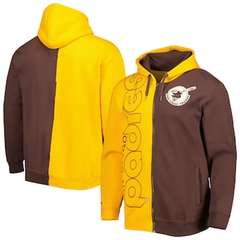 Men's Mitchell & Ness Gold/Brown San Diego Padres Fleece Full-Zip Hoodie