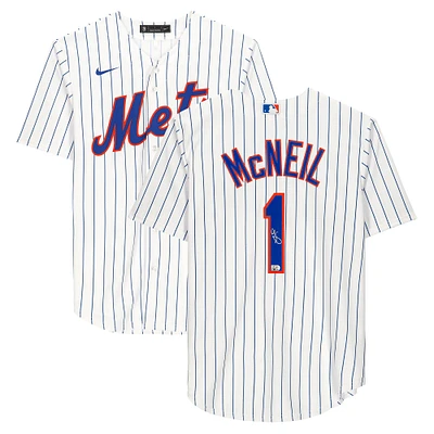 Jeff McNeil White New York Mets Autographed #1 Nike Replica Jersey