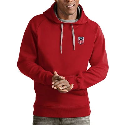 Men's Antigua Red USMNT Victory Pullover Hoodie