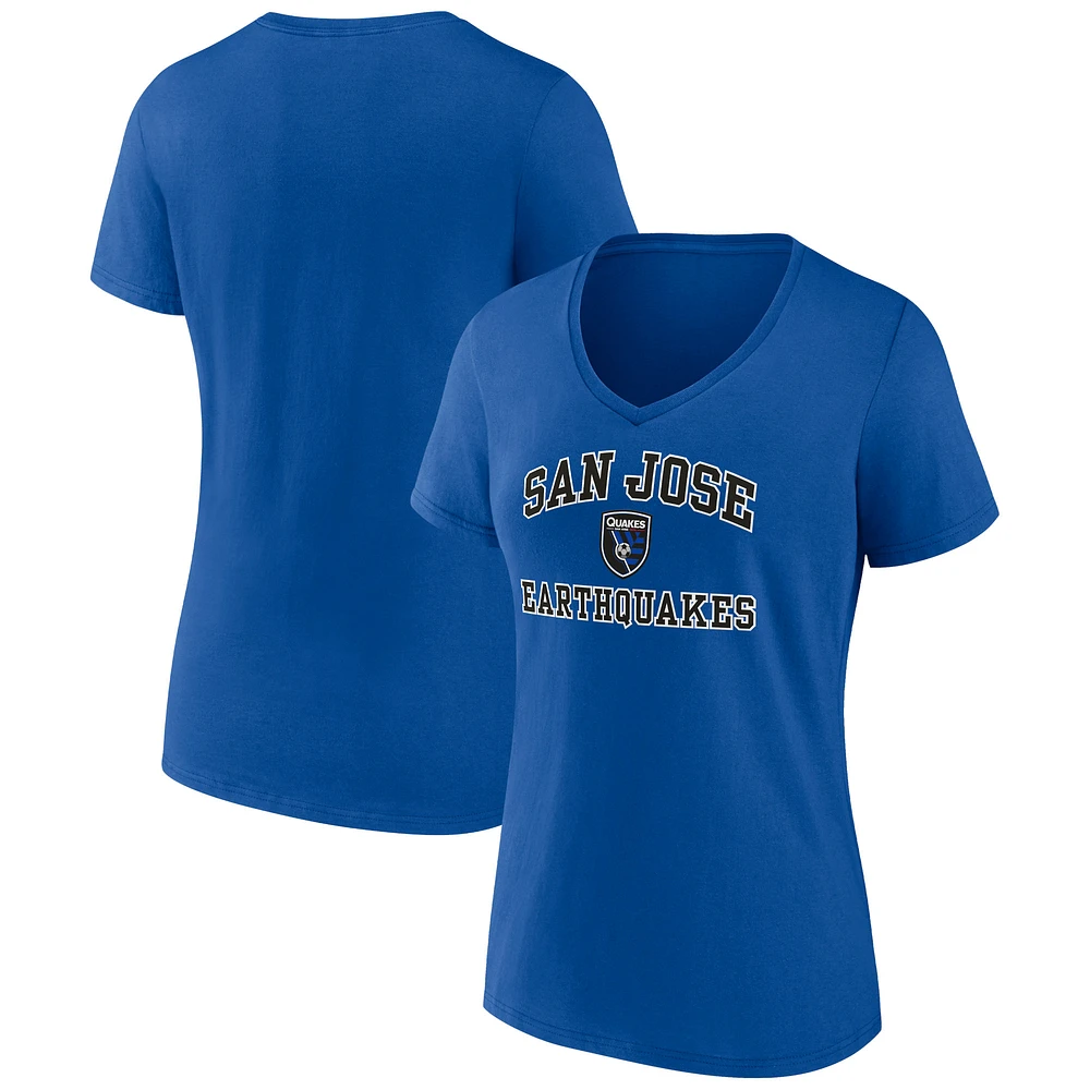 Women's Royal San Jose Earthquakes Heart and Soul V-Neck T-Shirt