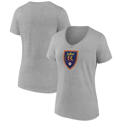 Women's Gray Real Salt Lake Official Logo V-Neck T-Shirt