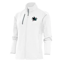 Women's Antigua White San Jose Sharks Team Logo Generation Full-Zip Jacket