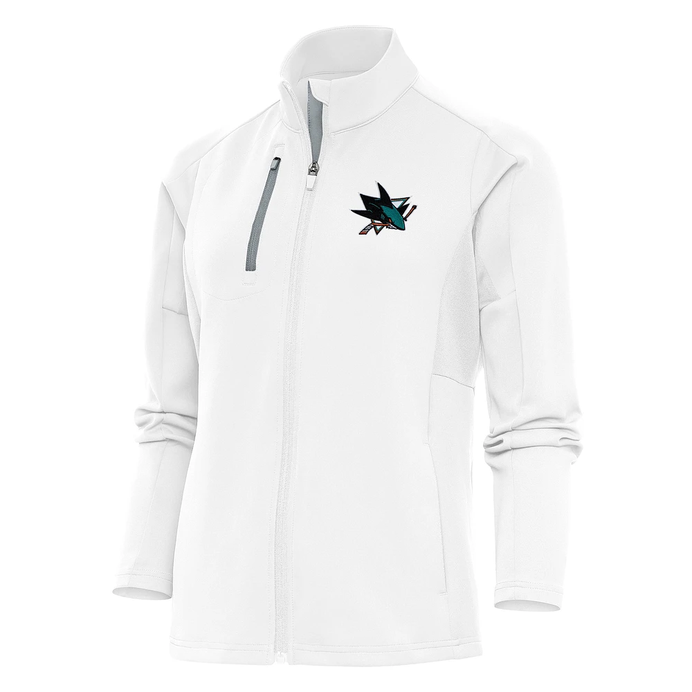 Women's Antigua White San Jose Sharks Team Logo Generation Full-Zip Jacket