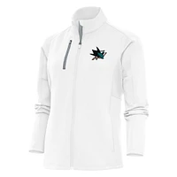 Women's Antigua White San Jose Sharks Team Logo Generation Full-Zip Jacket