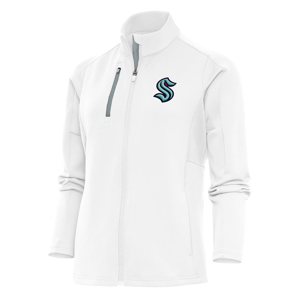 Women's Antigua White Seattle Kraken Team Logo Generation Full-Zip Jacket
