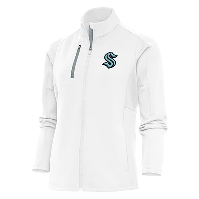 Women's Antigua White Seattle Kraken Team Logo Generation Full-Zip Jacket