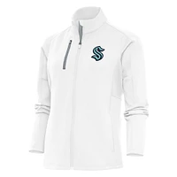 Women's Antigua White Seattle Kraken Team Logo Generation Full-Zip Jacket