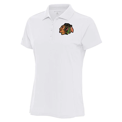Women's Antigua White Chicago Blackhawks Team Logo Legacy Pique Polo