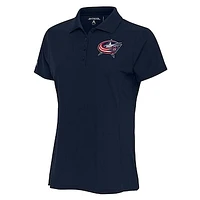 Women's Antigua Navy Columbus Blue Jackets Team Logo Legacy Pique Polo
