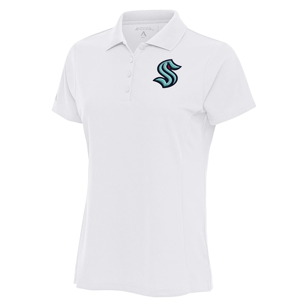 Women's Antigua White Seattle Kraken Team Logo Legacy Pique Polo