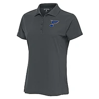 Women's Antigua Charcoal St. Louis Blues Team Logo Legacy Pique Polo