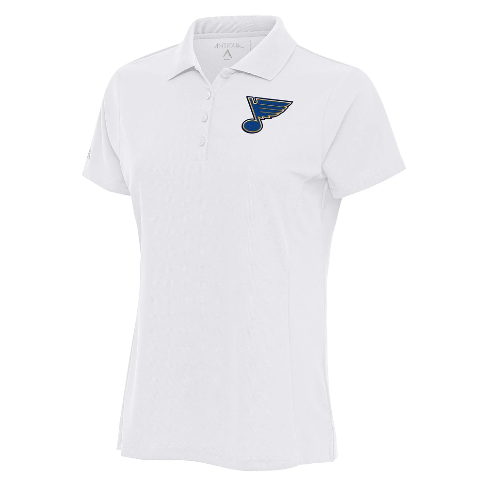 Women's Antigua White St. Louis Blues Team Logo Legacy Pique Polo