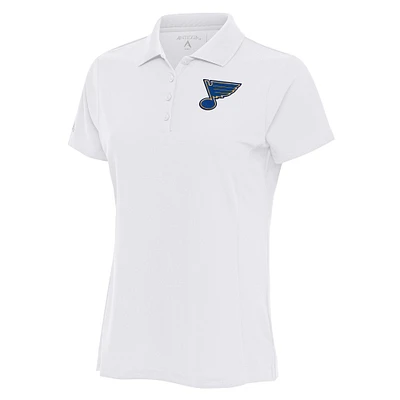Women's Antigua White St. Louis Blues Team Logo Legacy Pique Polo