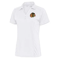 Women's Antigua White Chicago Blackhawks Team Logo Tribute Polo