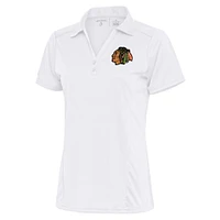 Women's Antigua White Chicago Blackhawks Team Logo Tribute Polo
