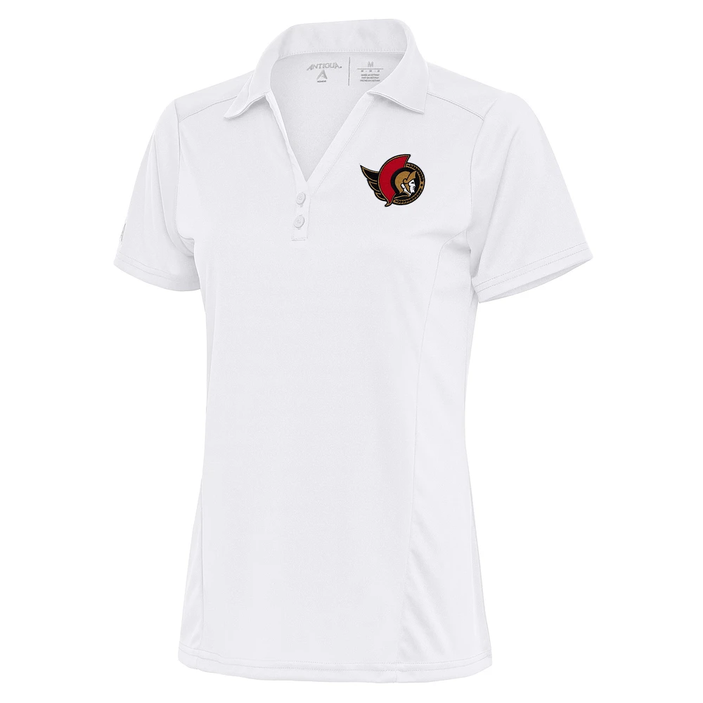 Women's Antigua White Ottawa Senators Team Logo Tribute Polo