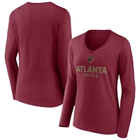 Women's Garnet Atlanta United FC Shielded Long Sleeve V-Neck T-Shirt