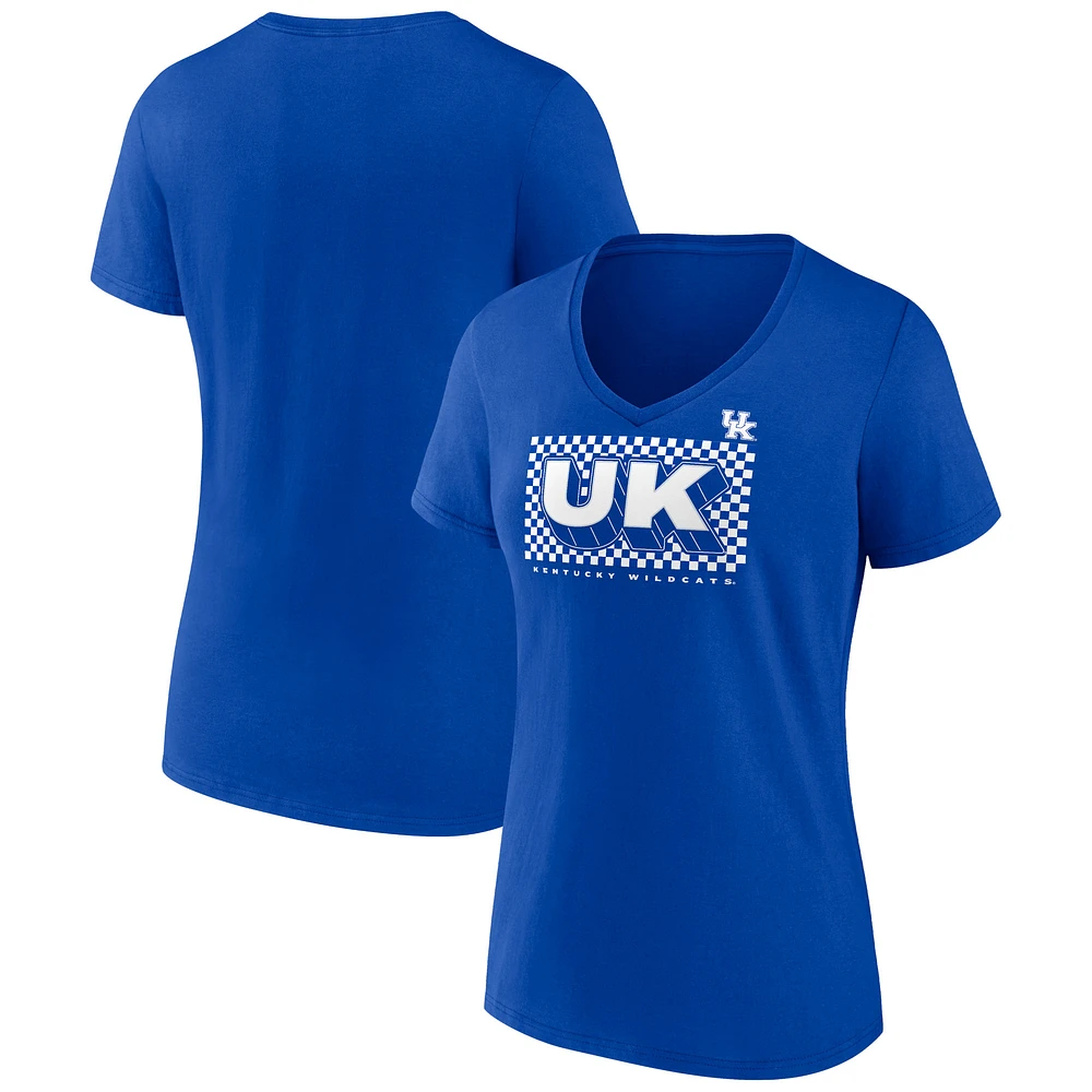 Women's Royal Kentucky Wildcats Home Field Win V-Neck T-Shirt