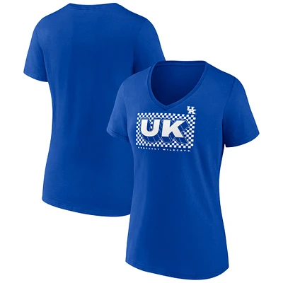 Women's Royal Kentucky Wildcats Home Field Win V-Neck T-Shirt