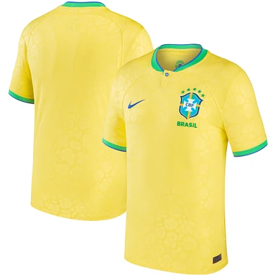 Men's Nike Yellow Brazil National Team 2022/23 Home Breathe Stadium Replica Blank Jersey