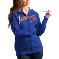 Women's Antigua Royal New York Mets Team Logo Victory Full-Zip Hoodie