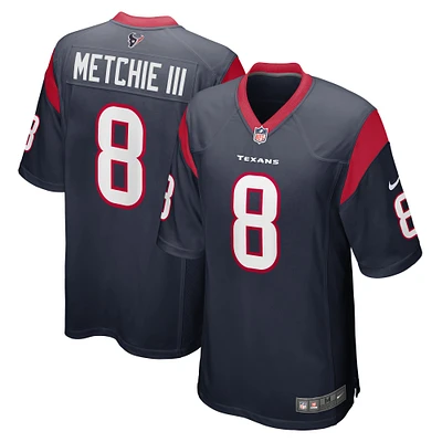 Men's Nike John Metchie III Navy Houston Texans Game Player Jersey