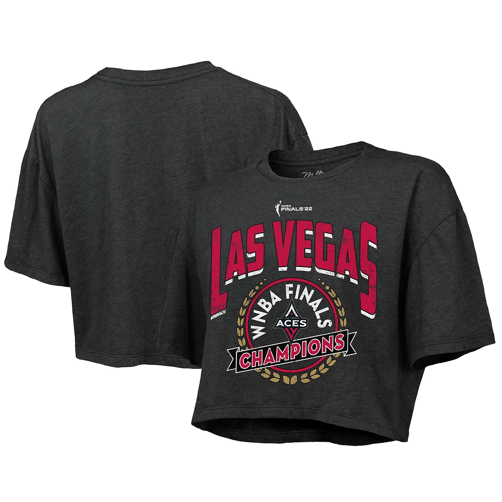 Women's Majestic Threads Black Las Vegas Aces 2022 WNBA Finals Champions Boxy Cropped T-Shirt