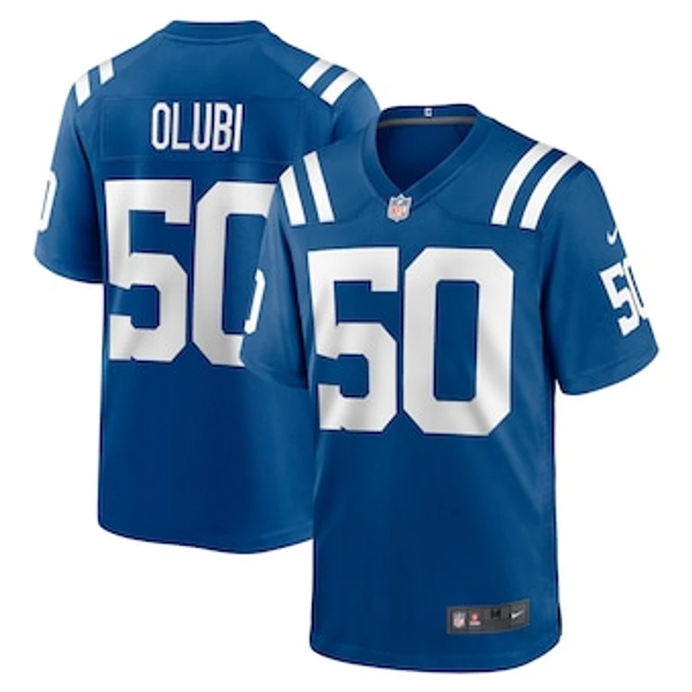 Men's Nike Segun Olubi Royal Indianapolis Colts Game Player Jersey