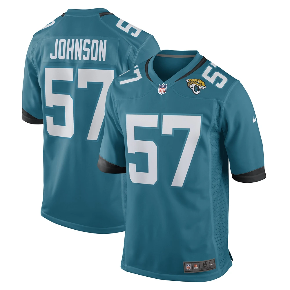 Men's Nike Caleb Johnson Teal Jacksonville Jaguars Game Player Jersey