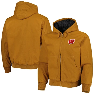 Men's Dunbrooke Tan Wisconsin Badgers Dakota Full-Zip Hoodie