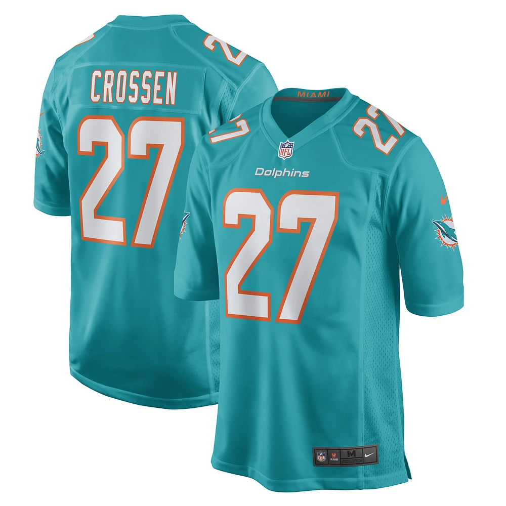 Men's Nike Keion Crossen Aqua Miami Dolphins Game Player Jersey