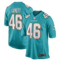 Men's Nike John Lovett Aqua Miami Dolphins Game Player Jersey