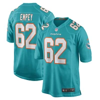 Men's Nike James Empey Aqua Miami Dolphins Game Player Jersey