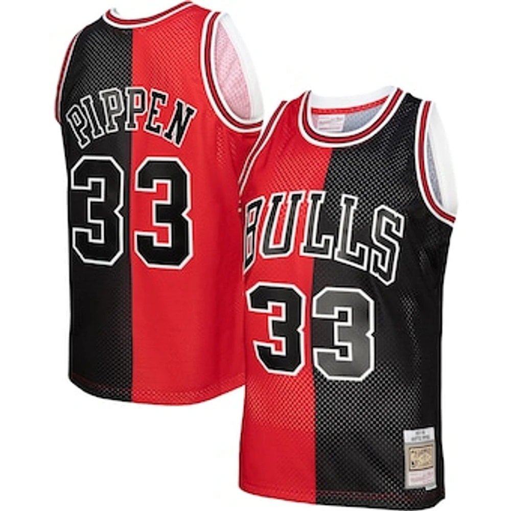 Men's Mitchell & Ness Scottie Pippen Red/Black Chicago Bulls Hardwood Classics 1997/98 Split Swingman Jersey