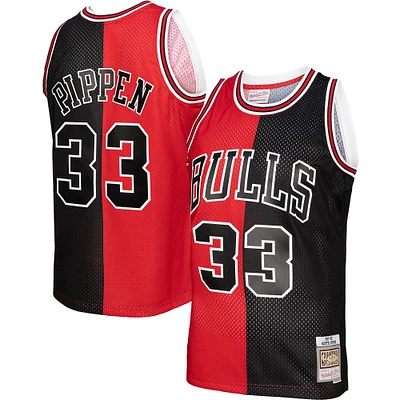 Men's Mitchell & Ness Scottie Pippen Red/Black Chicago Bulls Hardwood Classics 1997/98 Split Swingman Jersey