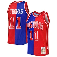 Men's Mitchell & Ness Isiah Thomas Blue/Red Detroit Pistons Hardwood Classics 1988/89 Split Swingman Jersey