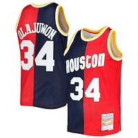 Men's Mitchell & Ness Hakeem Olajuwon Navy/Red Houston Rockets Hardwood Classics 1993/94 Split Swingman Jersey