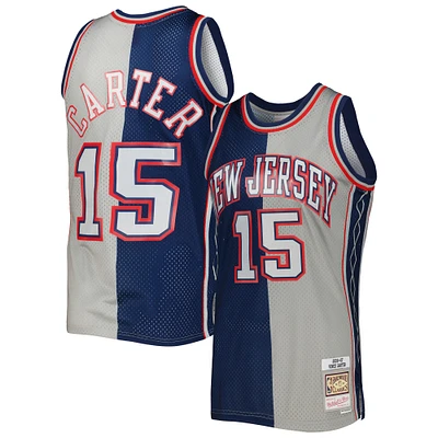 Men's Mitchell & Ness Vince Carter Navy/Gray New Jersey Nets Hardwood Classics 2006/07 Split Swingman