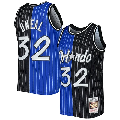 Men's Mitchell & Ness Shaquille O'Neal Blue/Black Orlando Magic Hardwood Classics 1994/95 Split Swingman Jersey