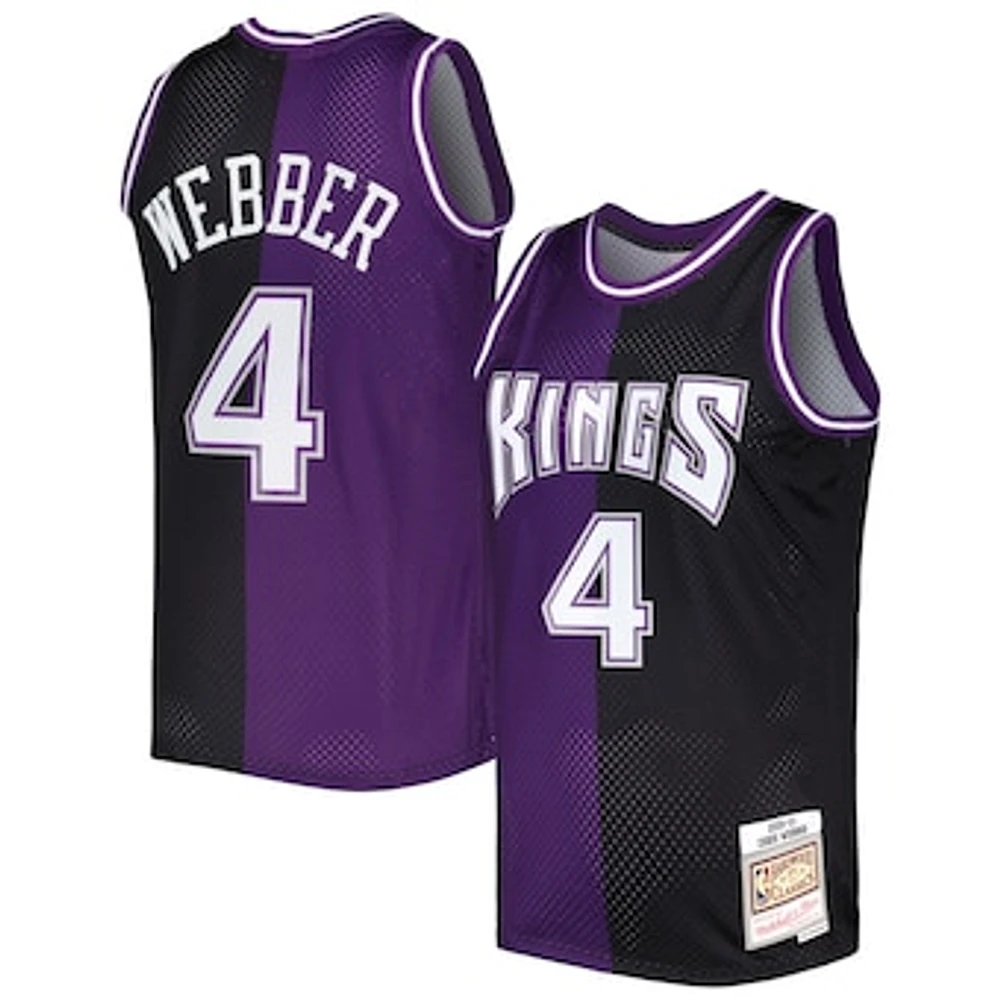 Men's Mitchell & Ness Chris Webber Purple/Black Sacramento Kings Hardwood Classics 2000/01 Split Swingman Jersey