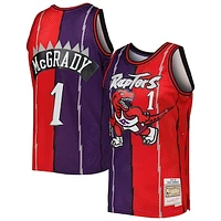 Men's Mitchell & Ness Tracy McGrady Purple/Red Toronto Raptors Hardwood Classics 1998/99 Split Swingman Jersey