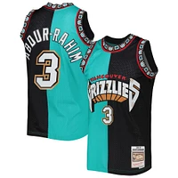 Men's Mitchell & Ness Shareef Abdur-Rahim Turquoise/Black Vancouver Grizzlies Hardwood Classics 1996/97 Split Swingman Jersey